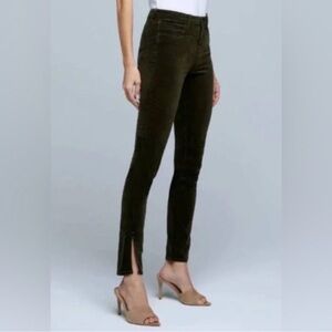 L’agence Josie Hunter Green Velvet High Rise Skinny Pants Split Hem Womens 31